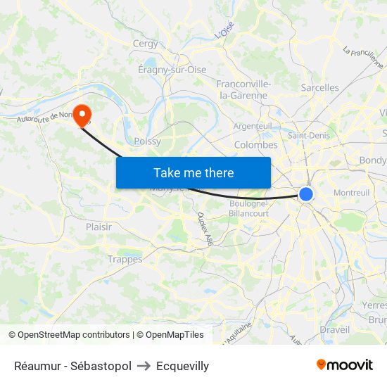Réaumur - Sébastopol to Ecquevilly map
