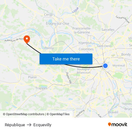 République to Ecquevilly map
