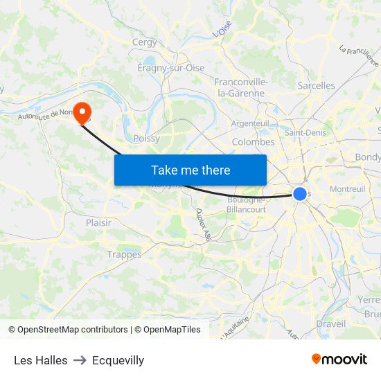 Les Halles to Ecquevilly map