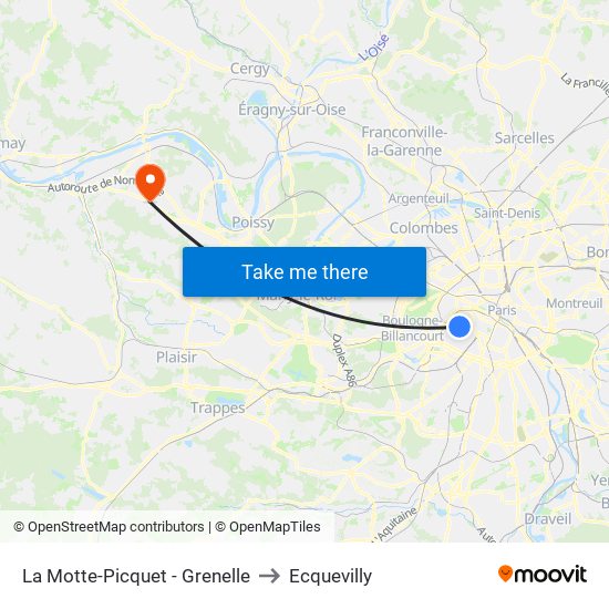 La Motte-Picquet - Grenelle to Ecquevilly map