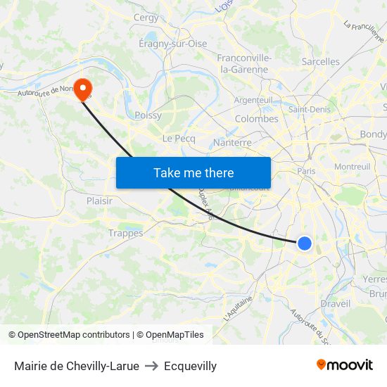 Mairie de Chevilly-Larue to Ecquevilly map