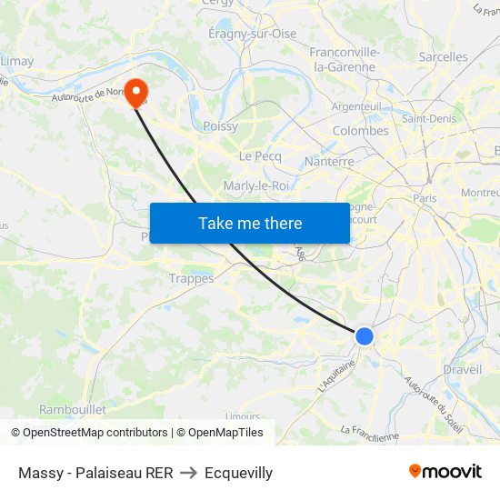 Massy - Palaiseau RER to Ecquevilly map