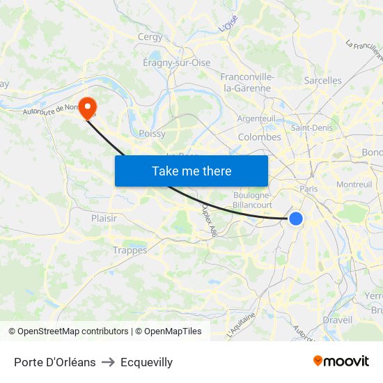 Porte D'Orléans to Ecquevilly map