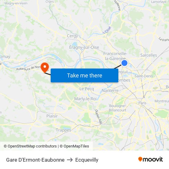 Gare D'Ermont-Eaubonne to Ecquevilly map