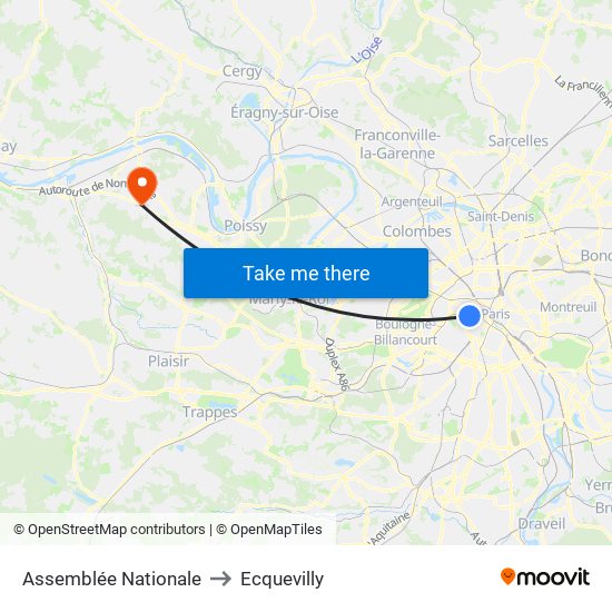 Assemblée Nationale to Ecquevilly map