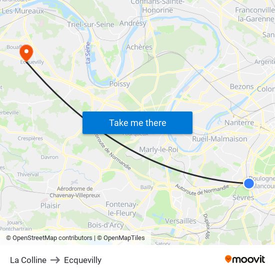 La Colline to Ecquevilly map