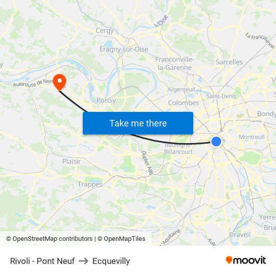 Rivoli - Pont Neuf to Ecquevilly map