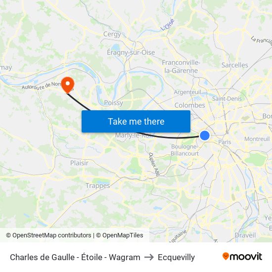 Charles de Gaulle - Étoile - Wagram to Ecquevilly map
