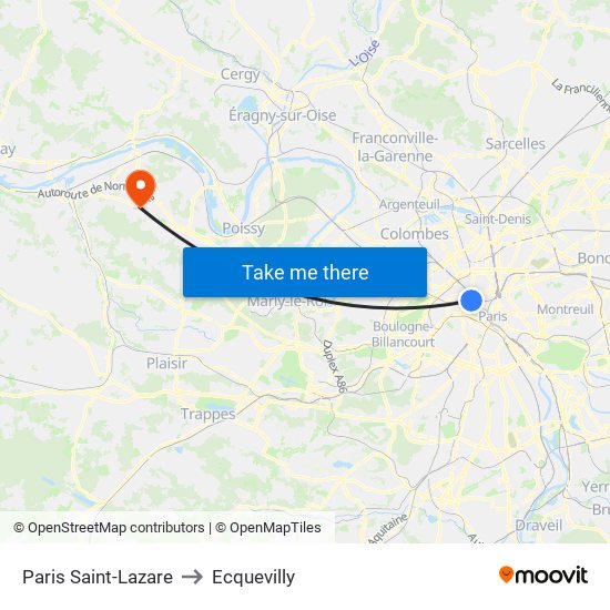 Paris Saint-Lazare to Ecquevilly map