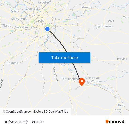 Alfortville to Ecuelles map