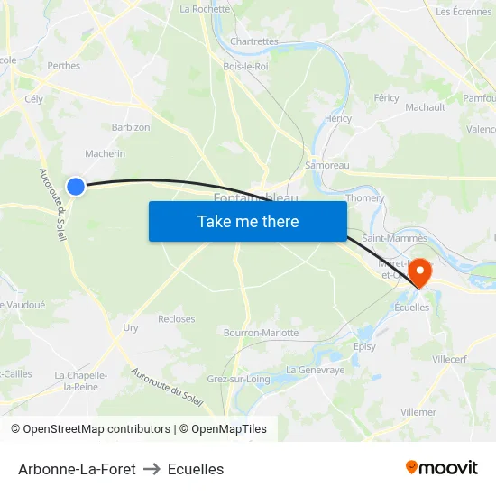 Arbonne-La-Foret to Ecuelles map