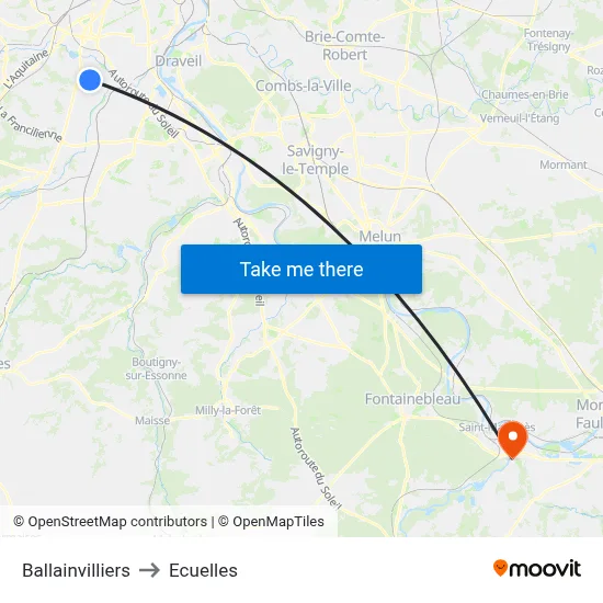 Ballainvilliers to Ecuelles map