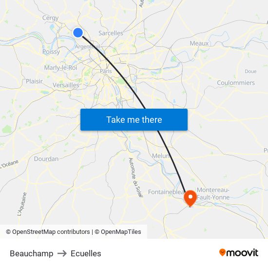 Beauchamp to Ecuelles map