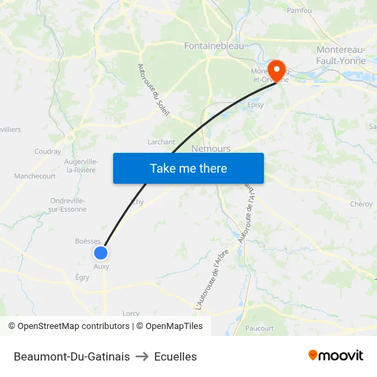 Beaumont-Du-Gatinais to Ecuelles map