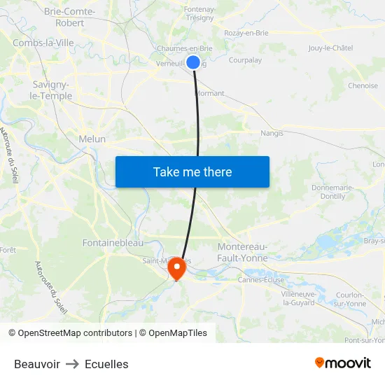 Beauvoir to Ecuelles map