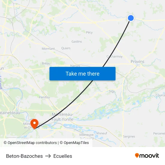 Beton-Bazoches to Ecuelles map
