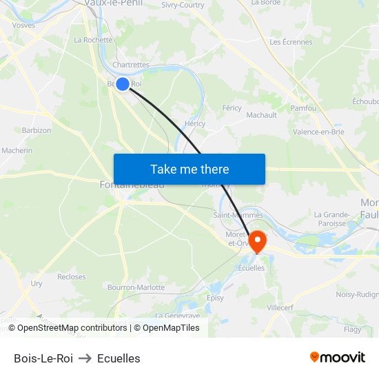 Bois-Le-Roi to Ecuelles map
