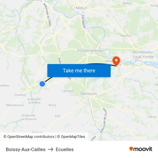 Boissy-Aux-Cailles to Ecuelles map