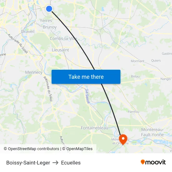 Boissy-Saint-Leger to Ecuelles map