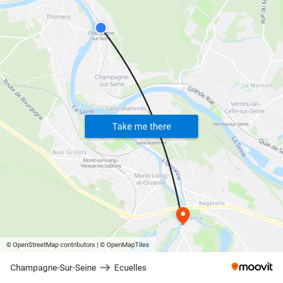 Champagne-Sur-Seine to Ecuelles map