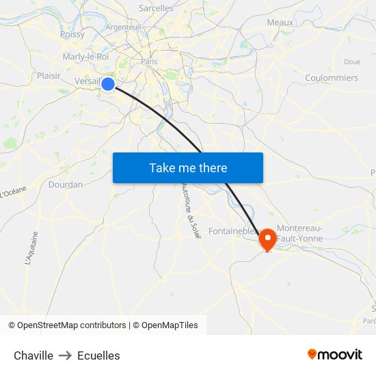 Chaville to Ecuelles map