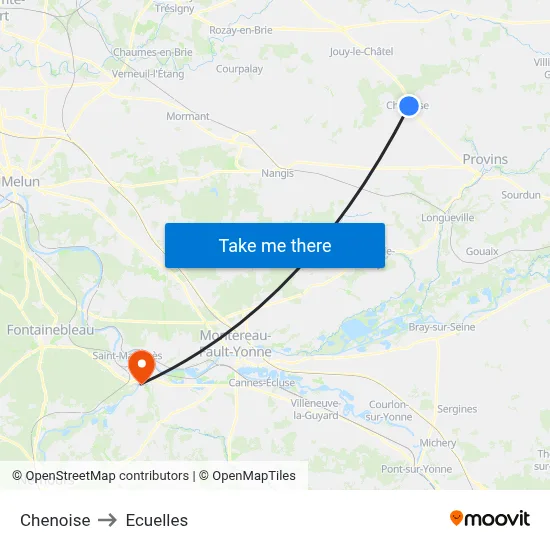 Chenoise to Ecuelles map