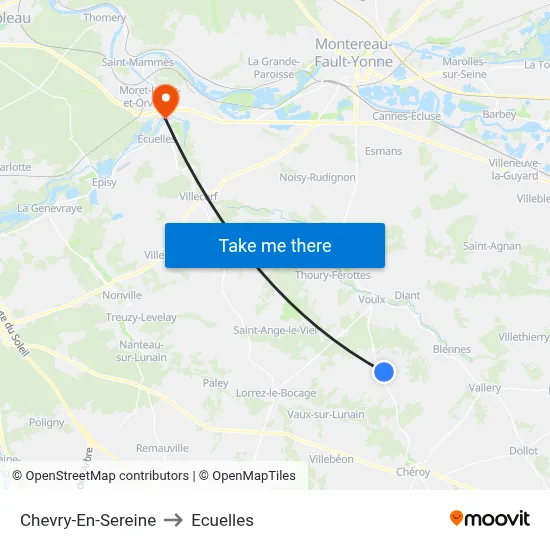 Chevry-En-Sereine to Ecuelles map