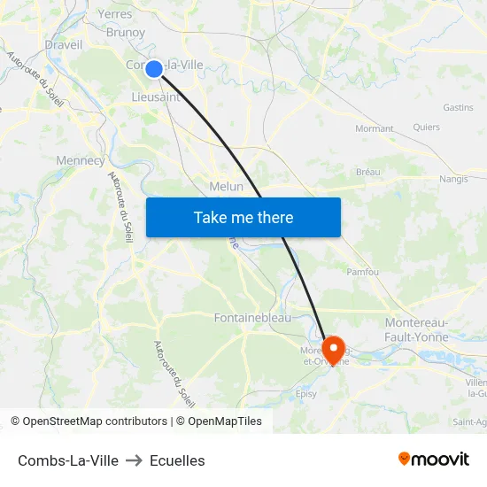 Combs-La-Ville to Ecuelles map
