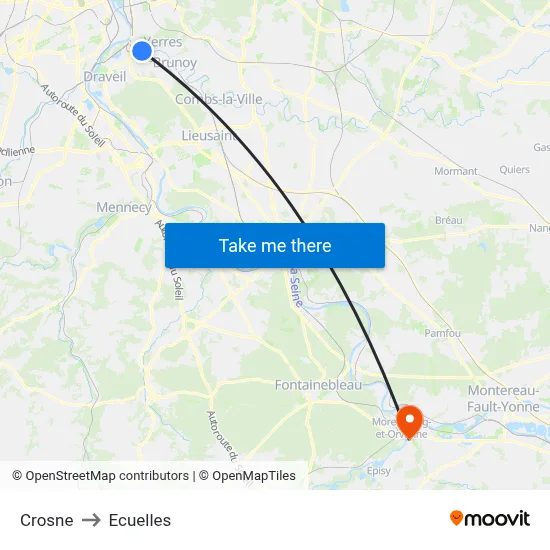 Crosne to Ecuelles map