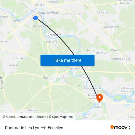 Dammarie-Les-Lys to Ecuelles map
