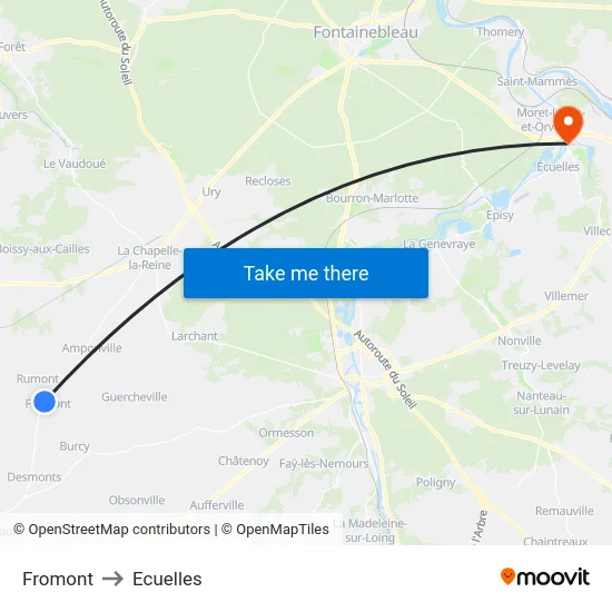 Fromont to Ecuelles map