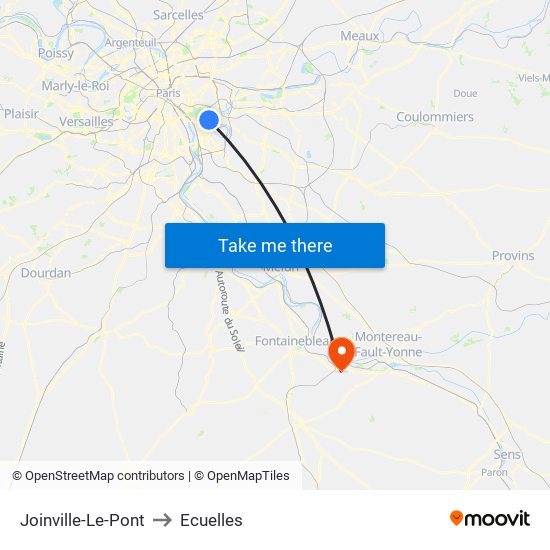 Joinville-Le-Pont to Ecuelles map