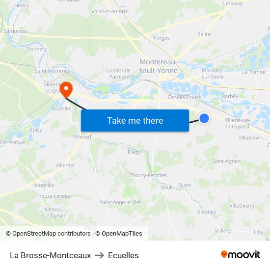 La Brosse-Montceaux to Ecuelles map