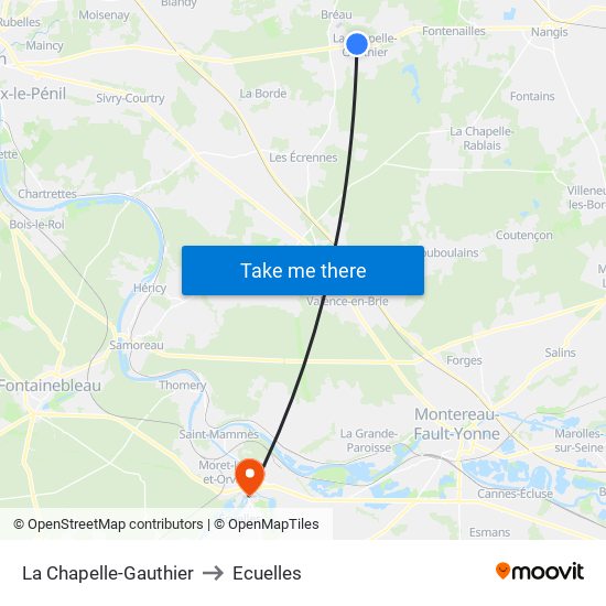 La Chapelle-Gauthier to Ecuelles map