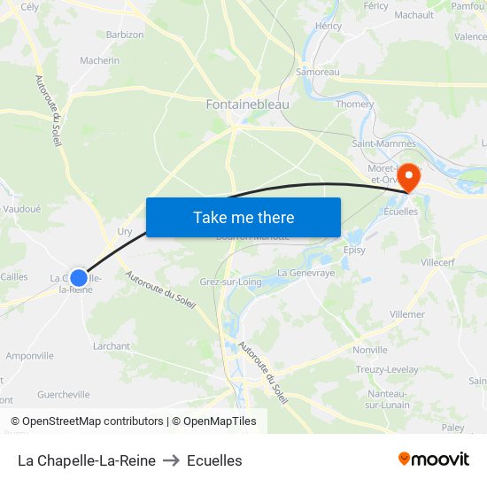 La Chapelle-La-Reine to Ecuelles map