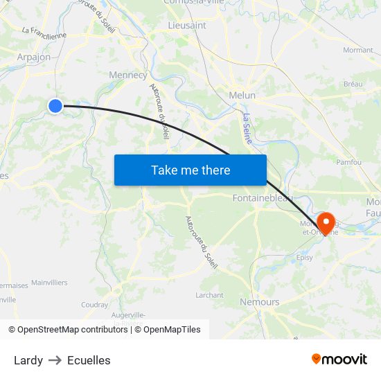 Lardy to Ecuelles map