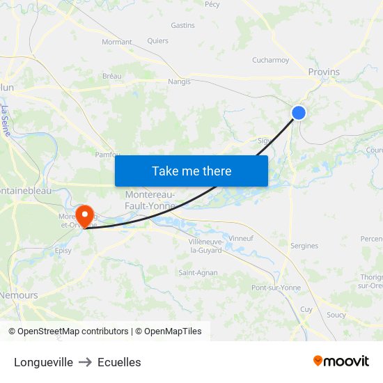 Longueville to Ecuelles map