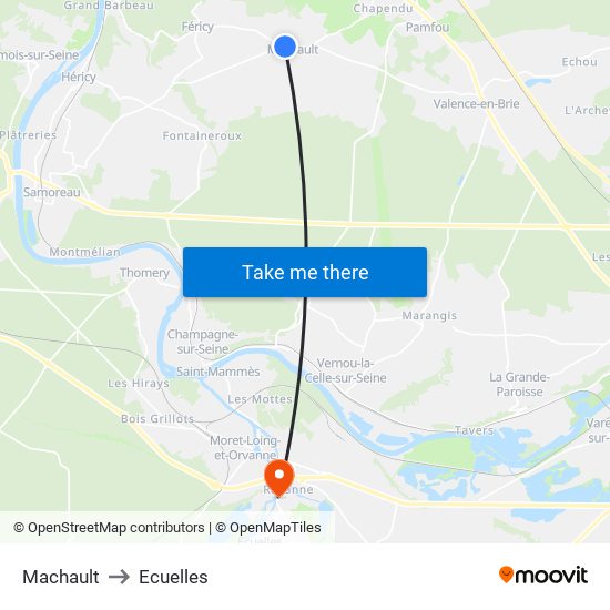 Machault to Ecuelles map
