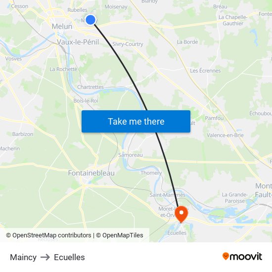 Maincy to Ecuelles map