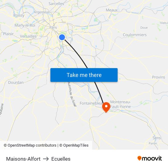 Maisons-Alfort to Ecuelles map