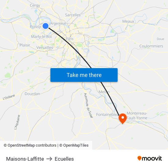 Maisons-Laffitte to Ecuelles map