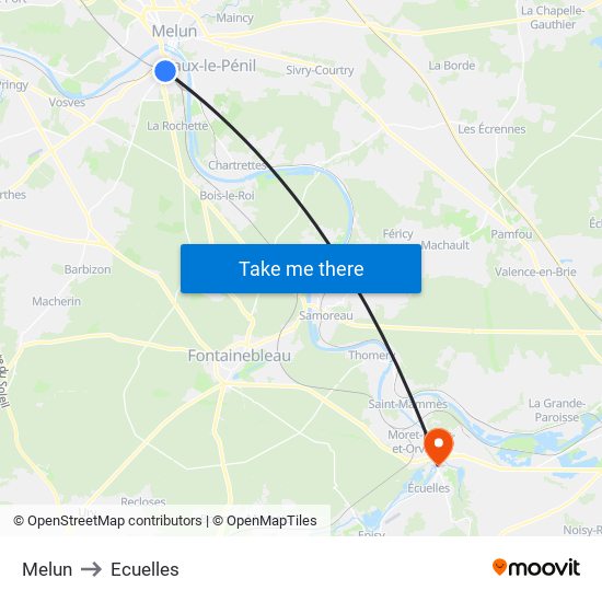Melun to Ecuelles map