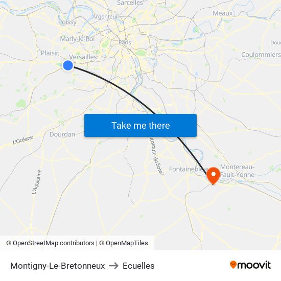 Montigny-Le-Bretonneux to Ecuelles map