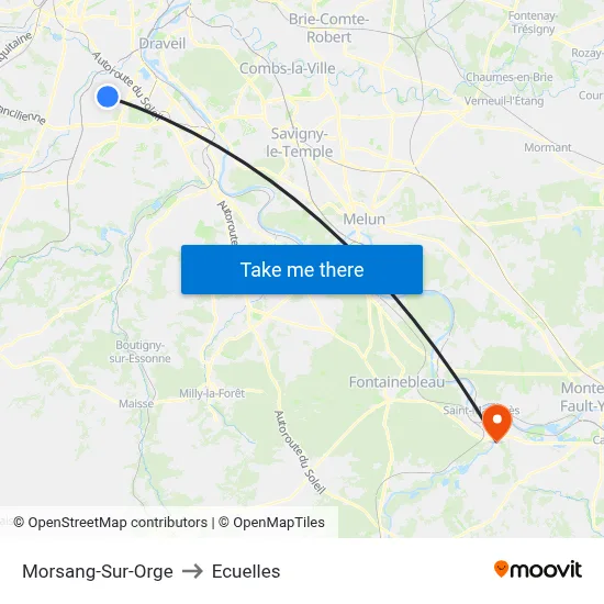 Morsang-Sur-Orge to Ecuelles map