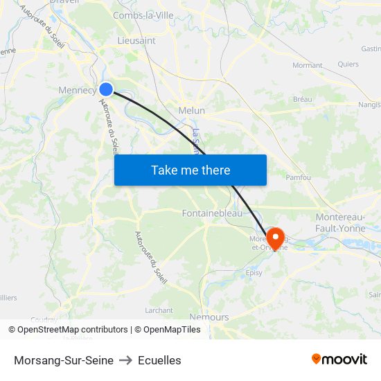 Morsang-Sur-Seine to Ecuelles map