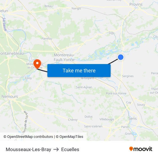 Mousseaux-Les-Bray to Ecuelles map