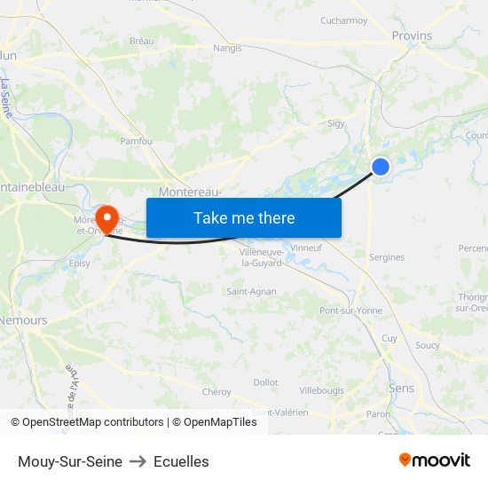 Mouy-Sur-Seine to Ecuelles map