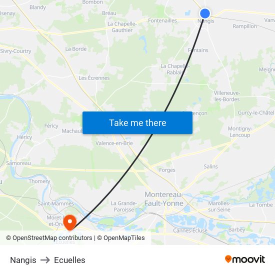 Nangis to Ecuelles map