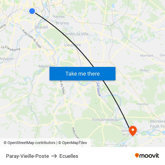 Paray-Vieille-Poste to Ecuelles map