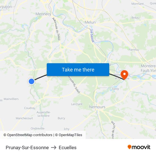 Prunay-Sur-Essonne to Ecuelles map